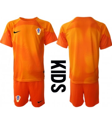 Kroatien Målmand Replika Babytøj Udebanesæt Børn VM 2022 Kortærmet (+ Korte bukser)